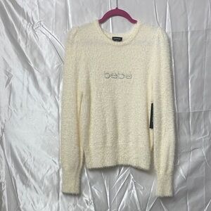Bebe Women's Soft Cream Crew Neck Sweater Size L